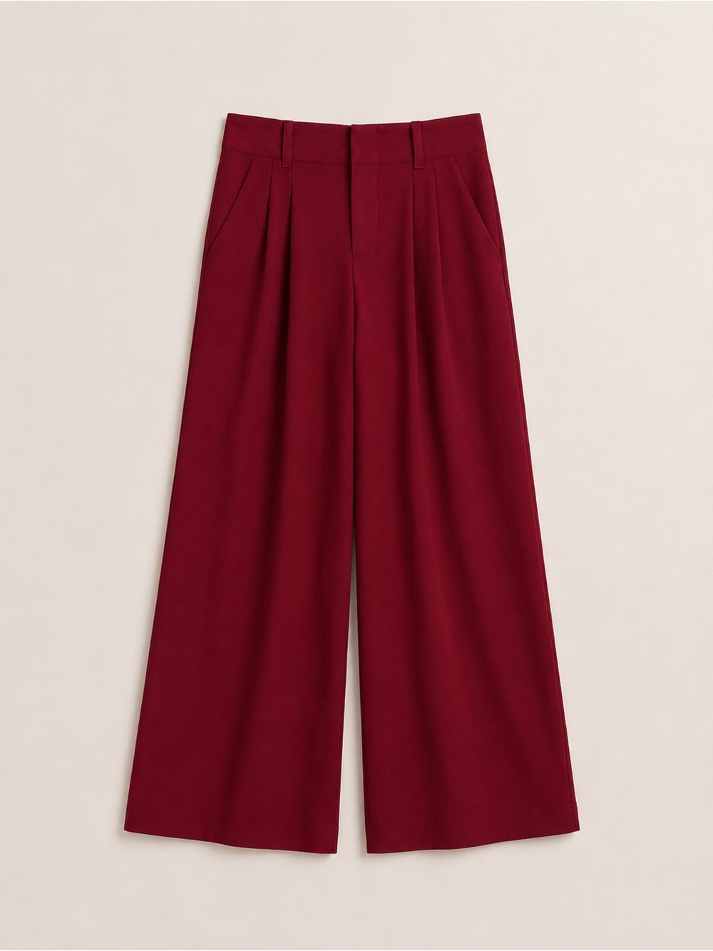 Alice + Olivia High-Rise Wide Leg Pleated Pants in Wine